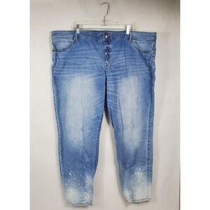 Ava & Viv Womens 26W Power Stretch Jeggings Distressed Paint Splatter Blue Jeans